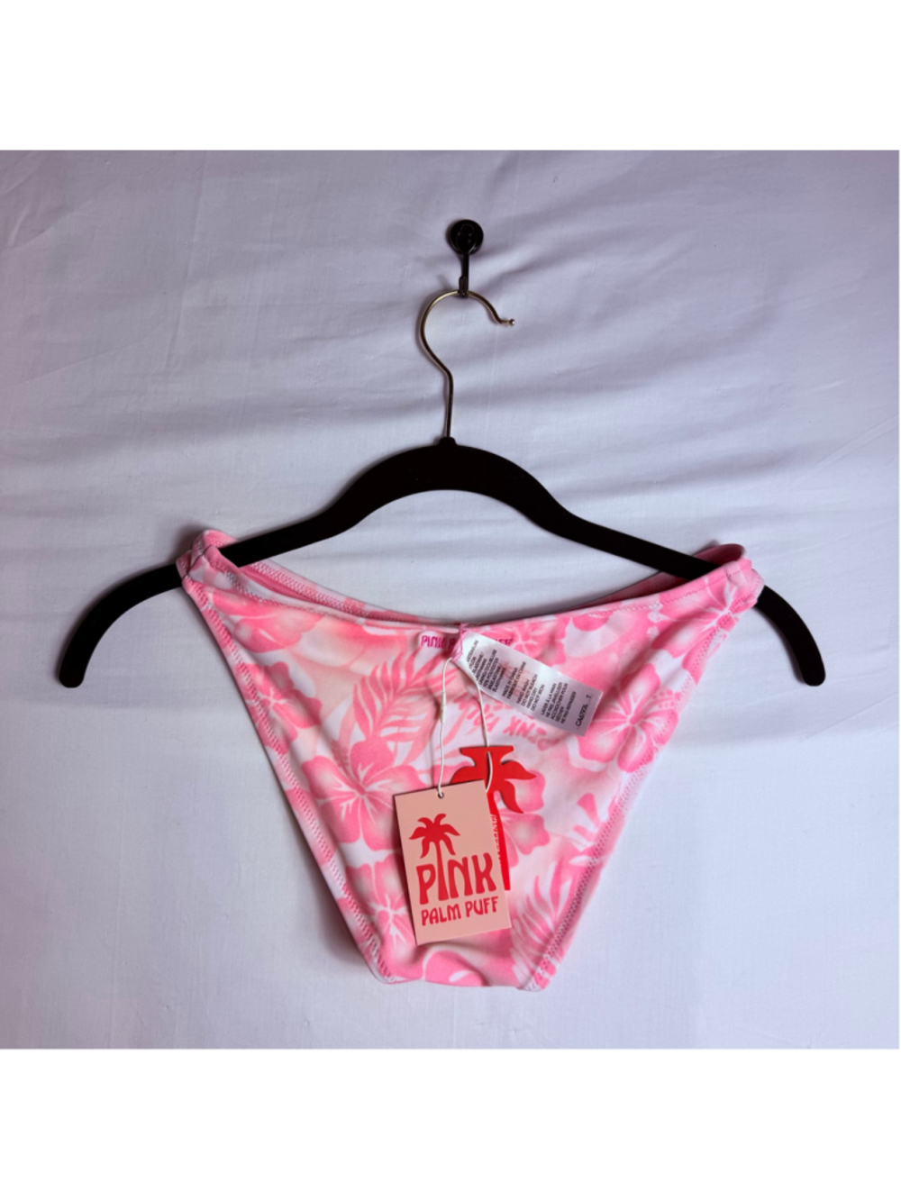 Pink Palm Puff Bikini Set XS Cleo Tropical Floral Adjustable NWT Swimsuit Beach - Picture 7 of 8